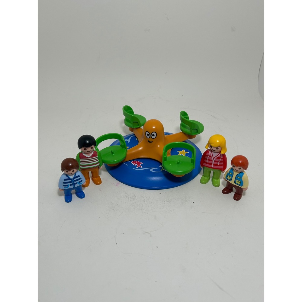 Playmobil‎ 1.2.3 Octopus Merry-Go-Round Carousel with 4 Figures 9120 Toy Set